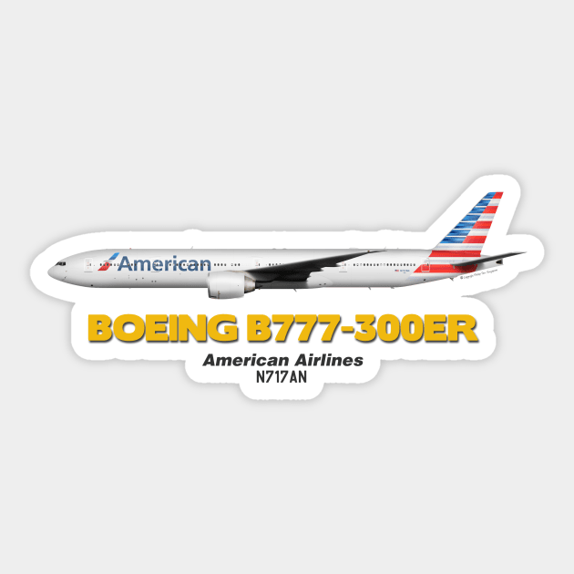 Boeing B777-300ER - American Airlines Sticker by TheArtofFlying